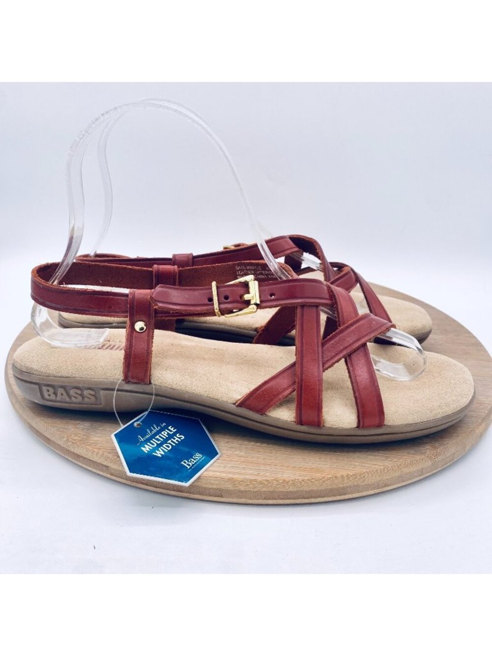 Vintage G H Bass Co Sunjuns Sandals 8.5 Red Leather Slingback Comfort Flats